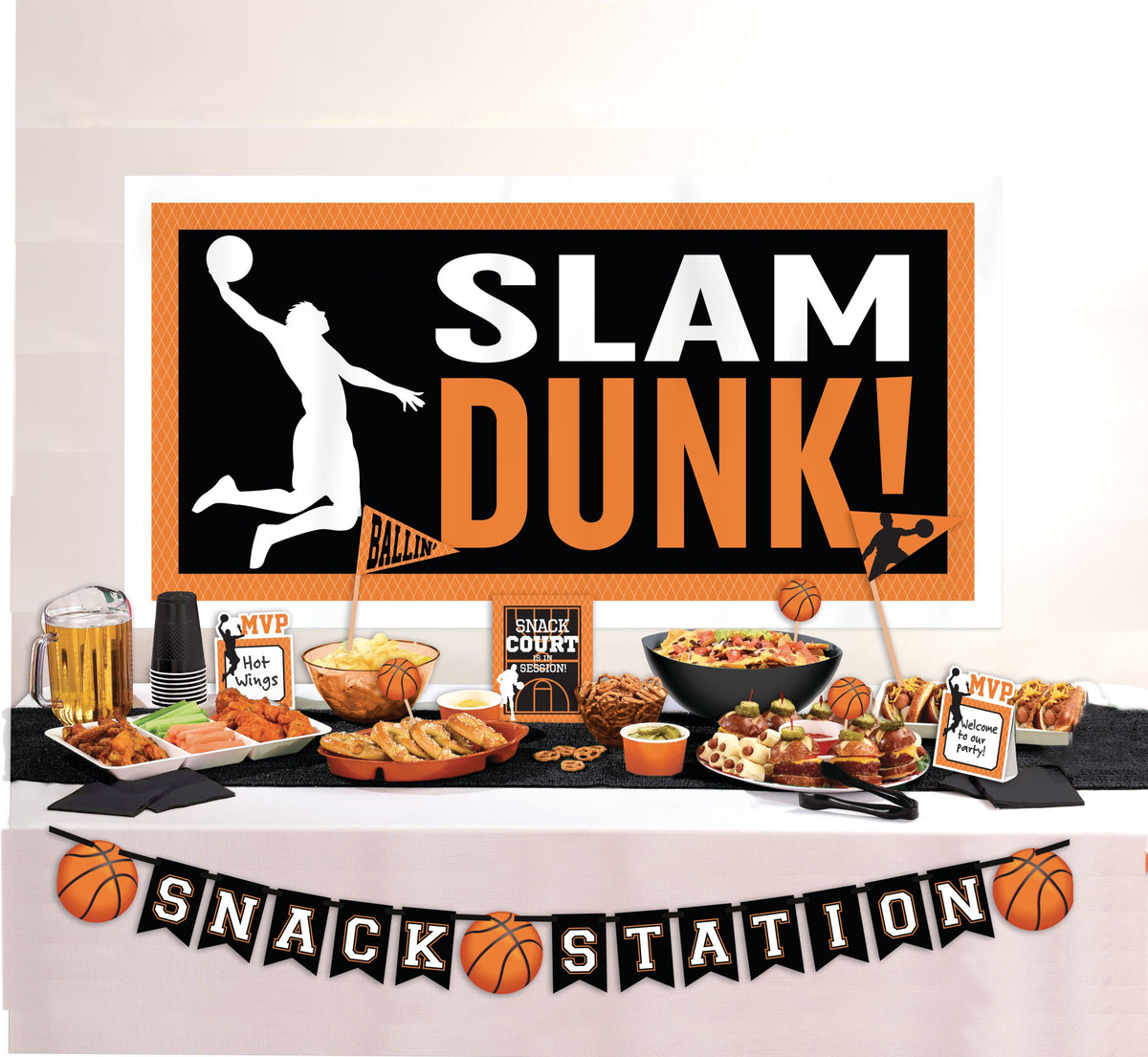 Basketball "Slam Dunk" Buffet Decorating Kit - 15-Piece Set