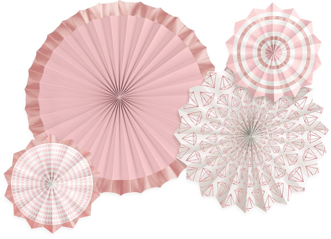 Blush Rose Gold Parasol Fan Decorations - 4 Pack