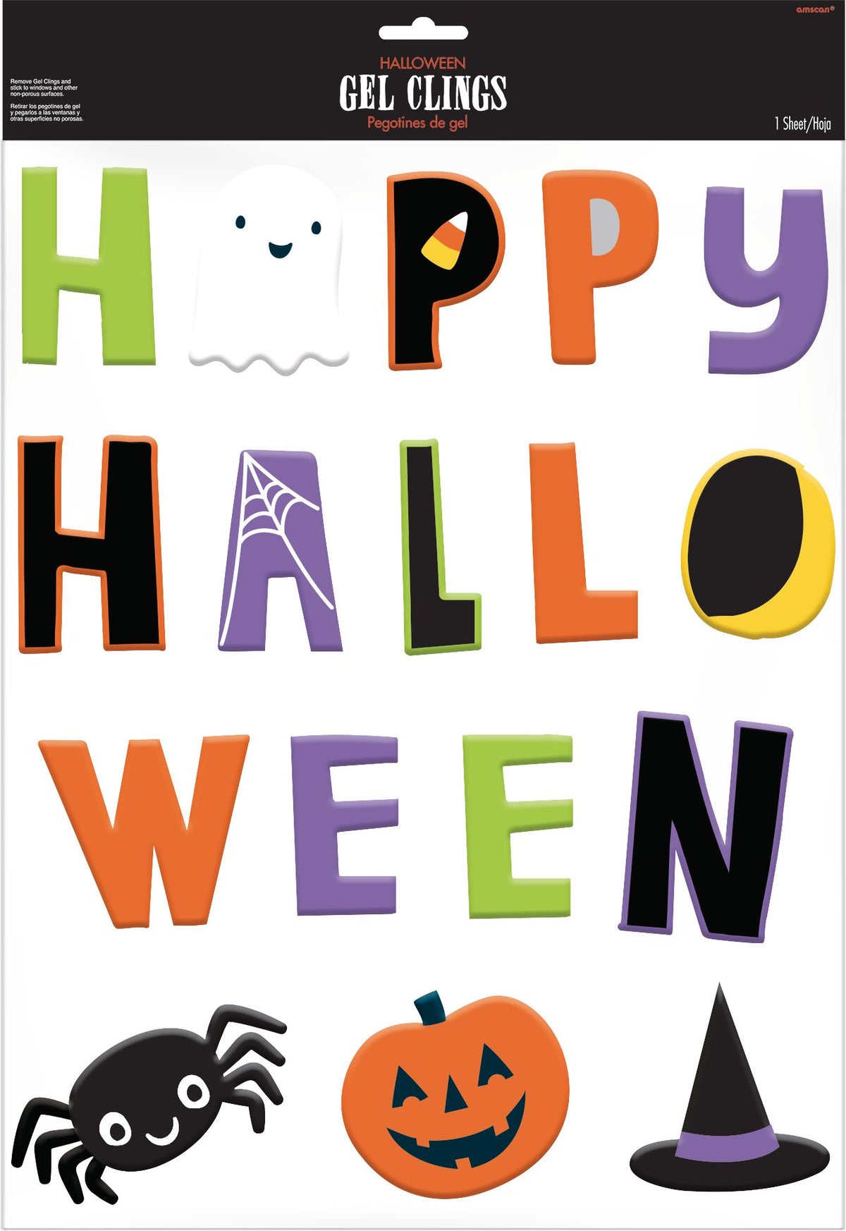 Halloween Friends "Happy Halloween" Gel Cling Decals, 17-Piece Set