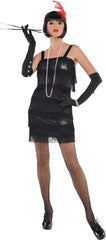 Adult Flashy Flapper Costume with Fringe and Headband