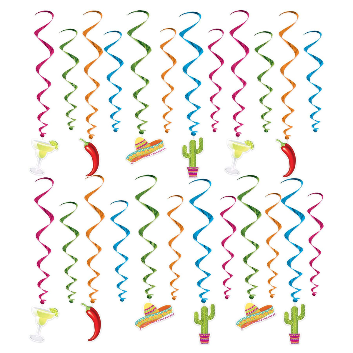 Fiesta Time Swirl Hanging Decorations Set - 30 Pack