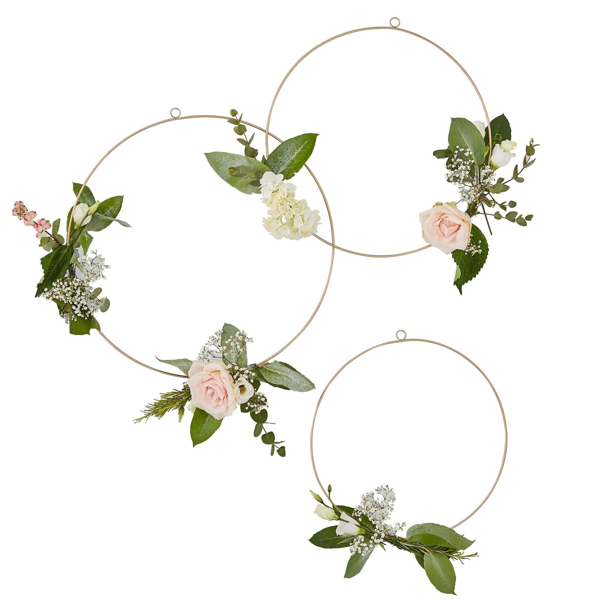 Ginger Ray Floral Hoop Decorations - Set of 3, Pink and Green