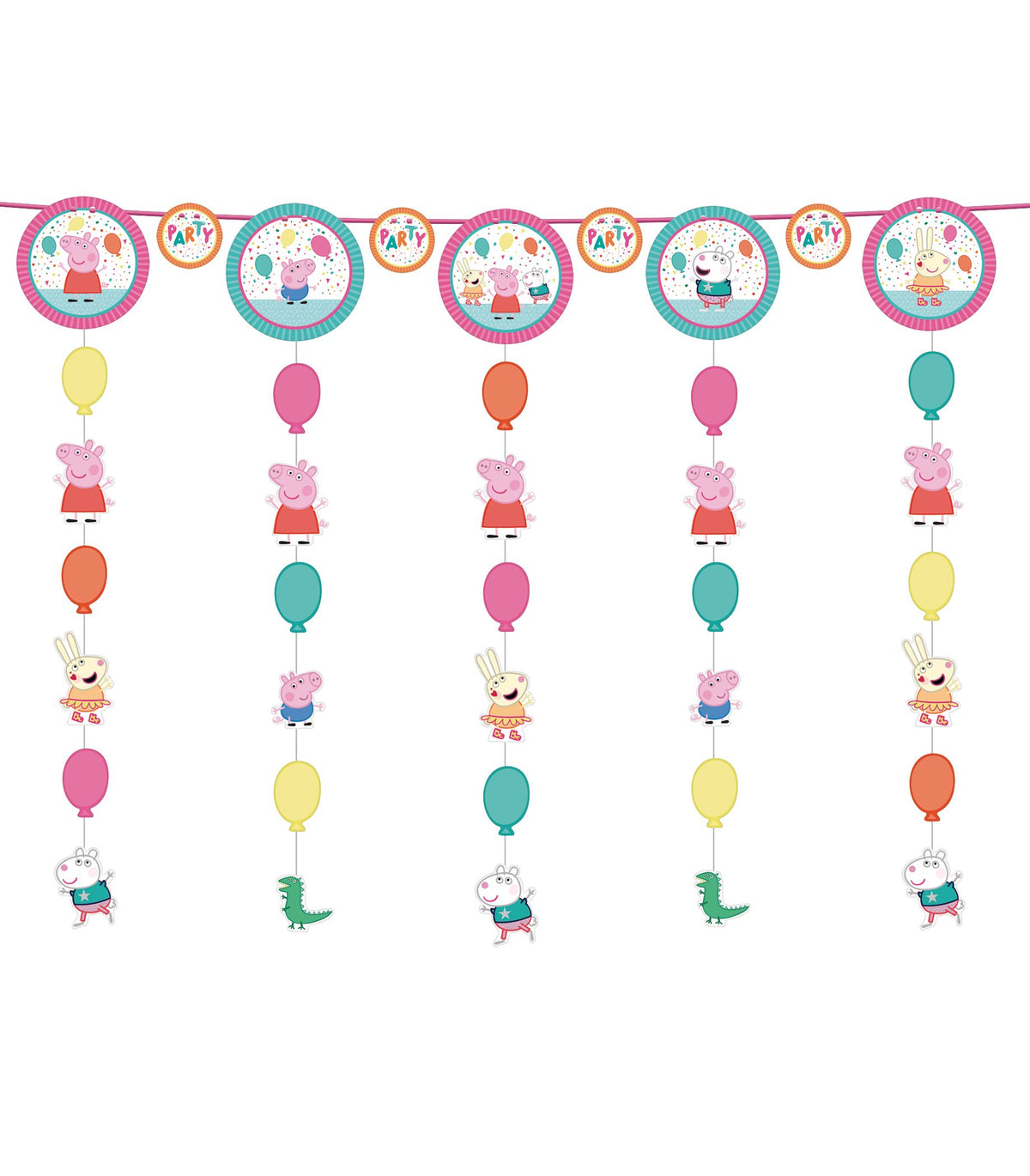 Peppa Pig Party Hanging String Decoration Garland, 10 ft