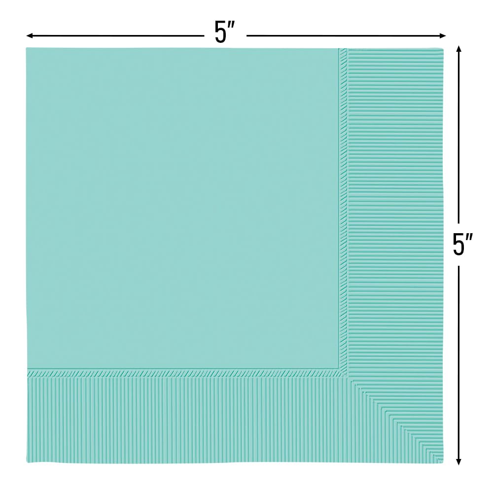 Robin's Egg Blue Beverage Napkins - 5 in.