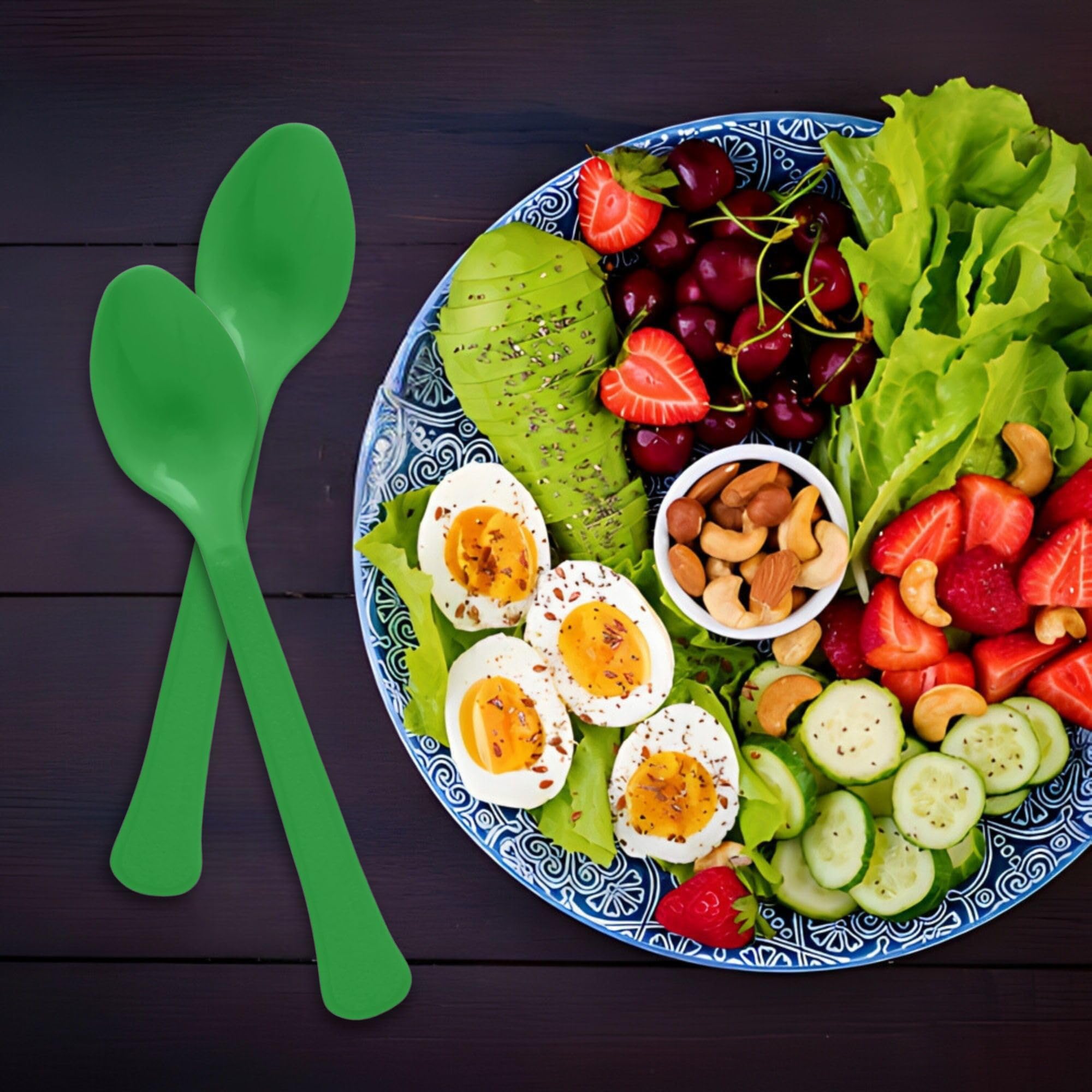 Festive Green Plastic Spoons - Solid Colors Collection - 7.5 in.