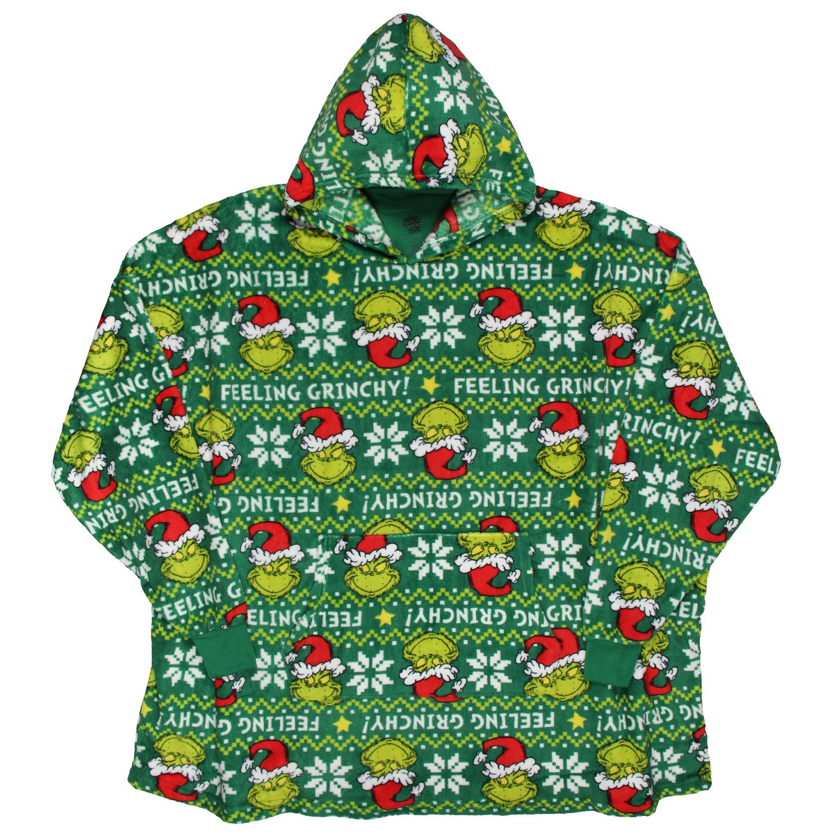 Grinch Fair Isle Hooded Poncho for Christmas