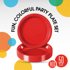 Little Gym - 9 In. Red Plastic Plates | 50 Ct.