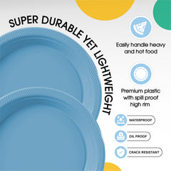 Little Gym - 9 In. Light Blue Plastic Plates | 50 Ct.