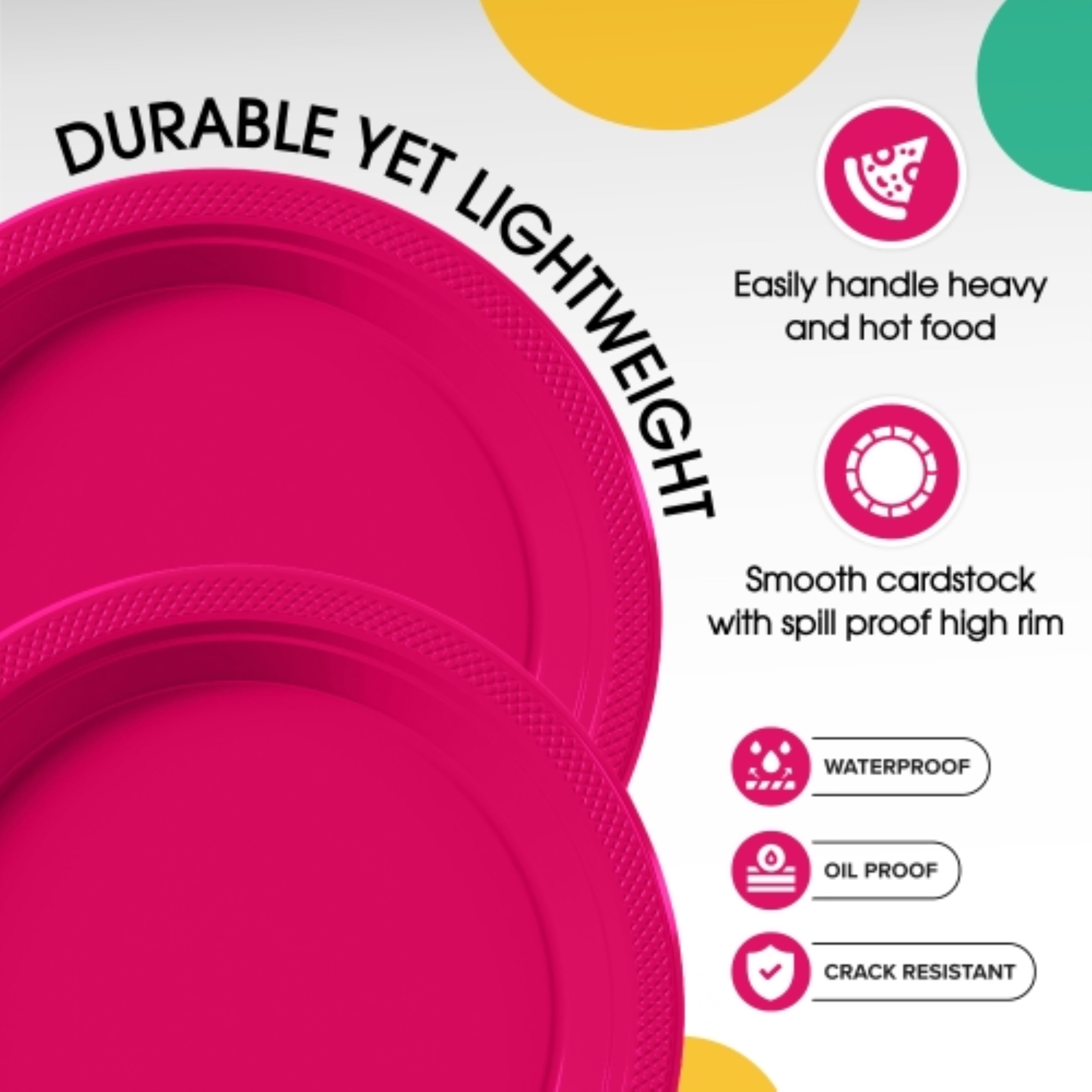 Little Gym - 9 In. Cerise Plastic Plates | 50 Ct.