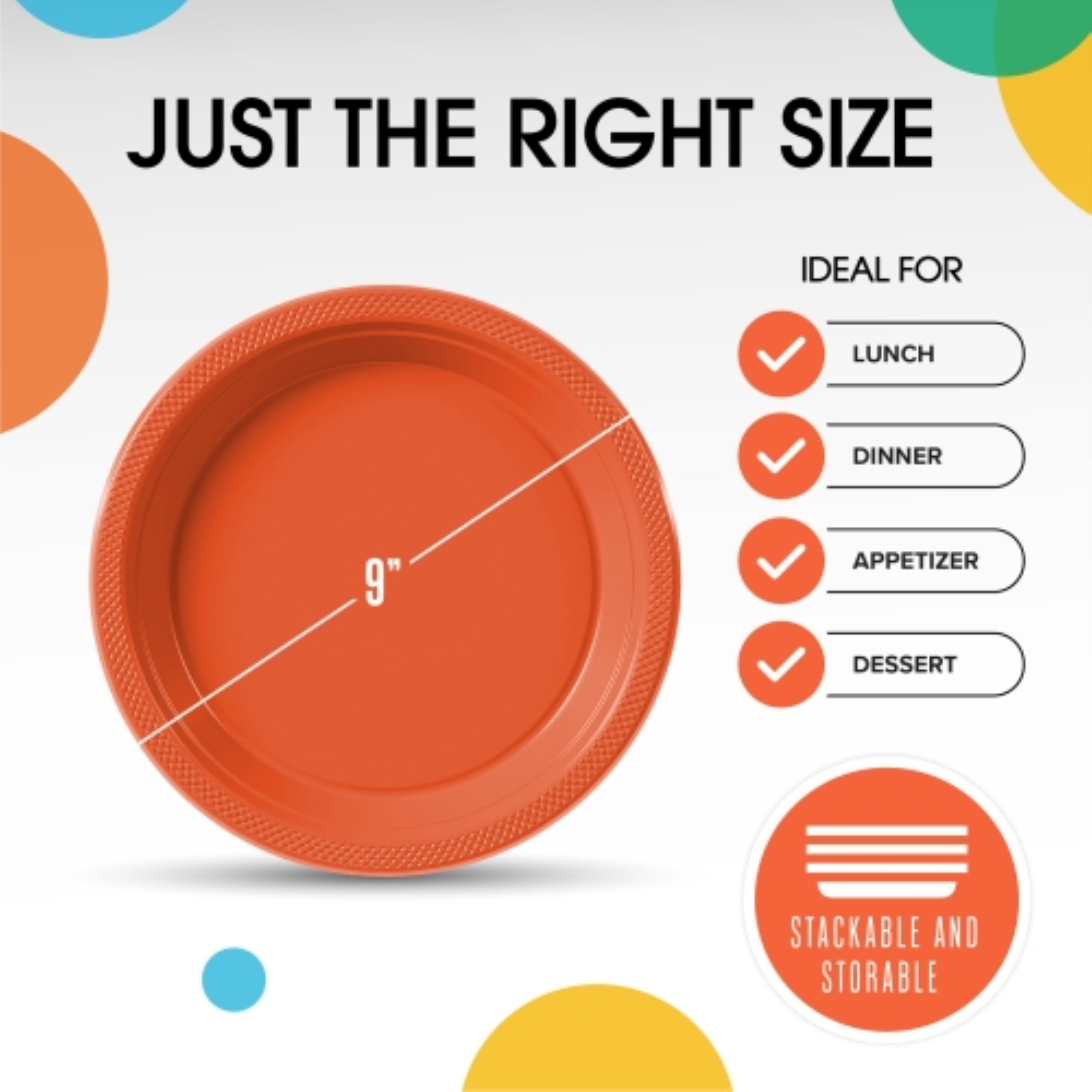 Little Gym - 9 In. Orange Plastic Plates | 50 Ct.
