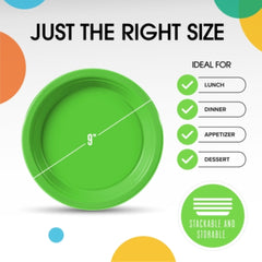 Little Gym - 9 In. Lime Green Plastic Plates | 50 Ct.