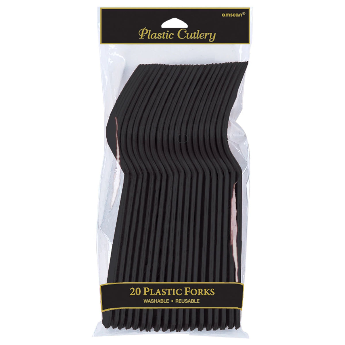 PMA - Jet Black Plastic Forks - Pack of 20
