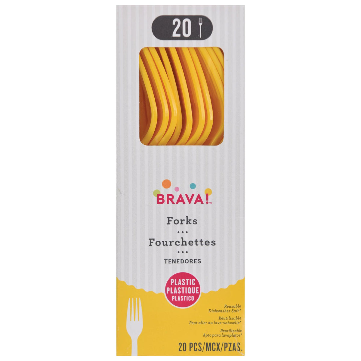 PMA - Sunshine Yellow Plastic Forks - 20 Pack