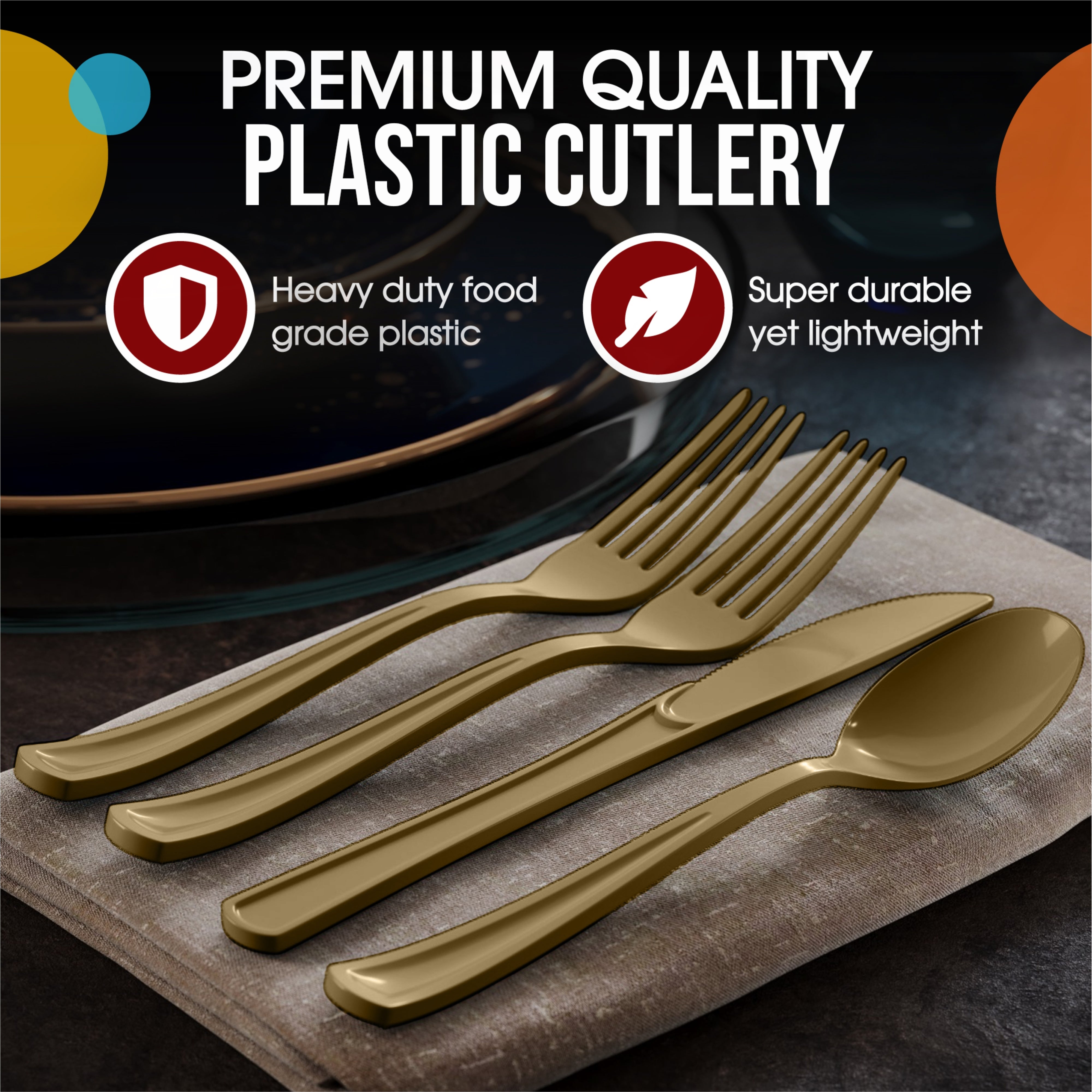 Heavyweight Assorted Metallic Gold Cutlery Set