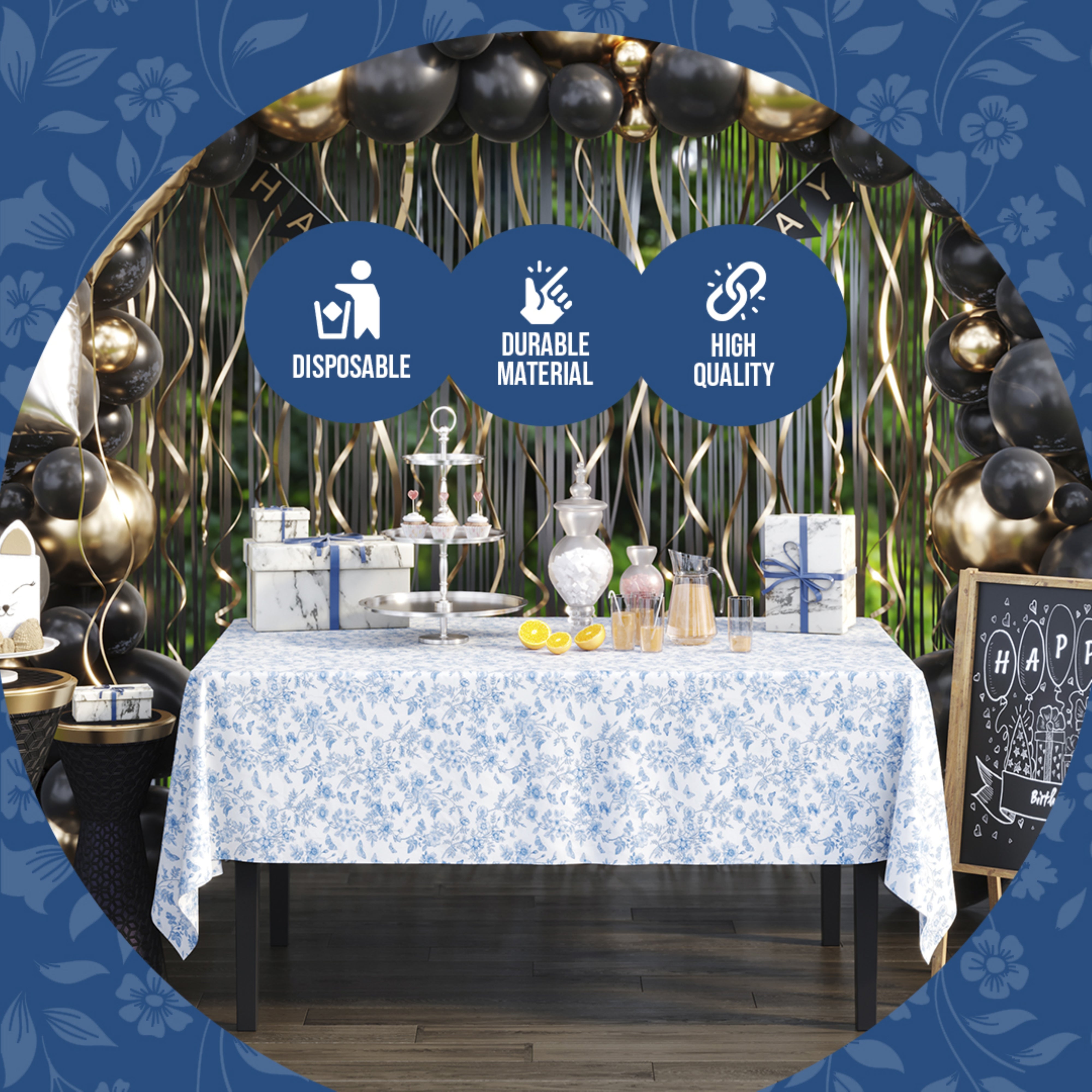 Trendables Premium Botanical Table Cover 54 x 108 - 2 Pack