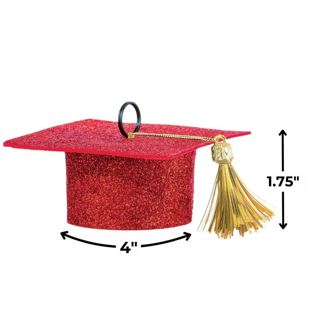 Class 101 - Graduation Felt Cap Balloon Weight - Red