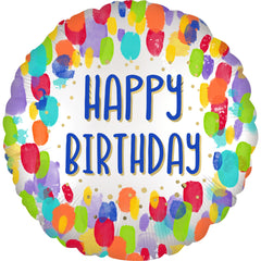 Urban Air - Colorful Dots Happy Birthday Foil Balloon - 1 Ct.