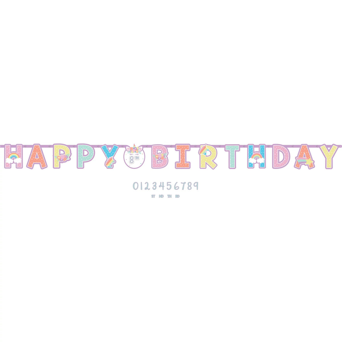 Little Gym - Unicorn "Happy Birthday" DIY Customizable Hanging Garland Banner Decoration, Multi-Coloured, 126-in, for Birthday Party - 1 Ct.