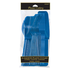 Little Gym - Royal Blue Assorted Plastic Cutlery Set - 24 Ct.