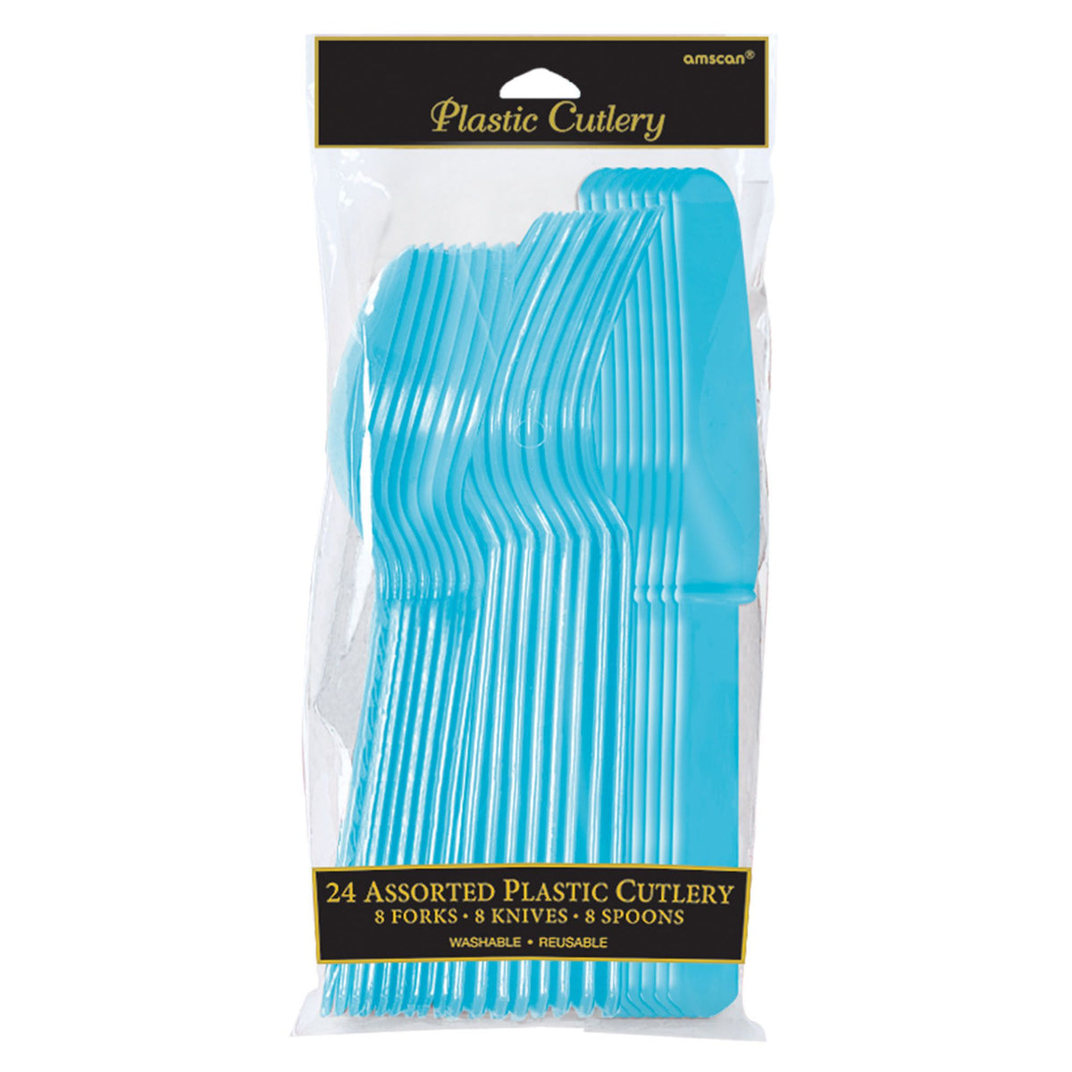 Little Gym - Caribbean Blue Assorted Plastic Cutlery Set - 24 Ct.