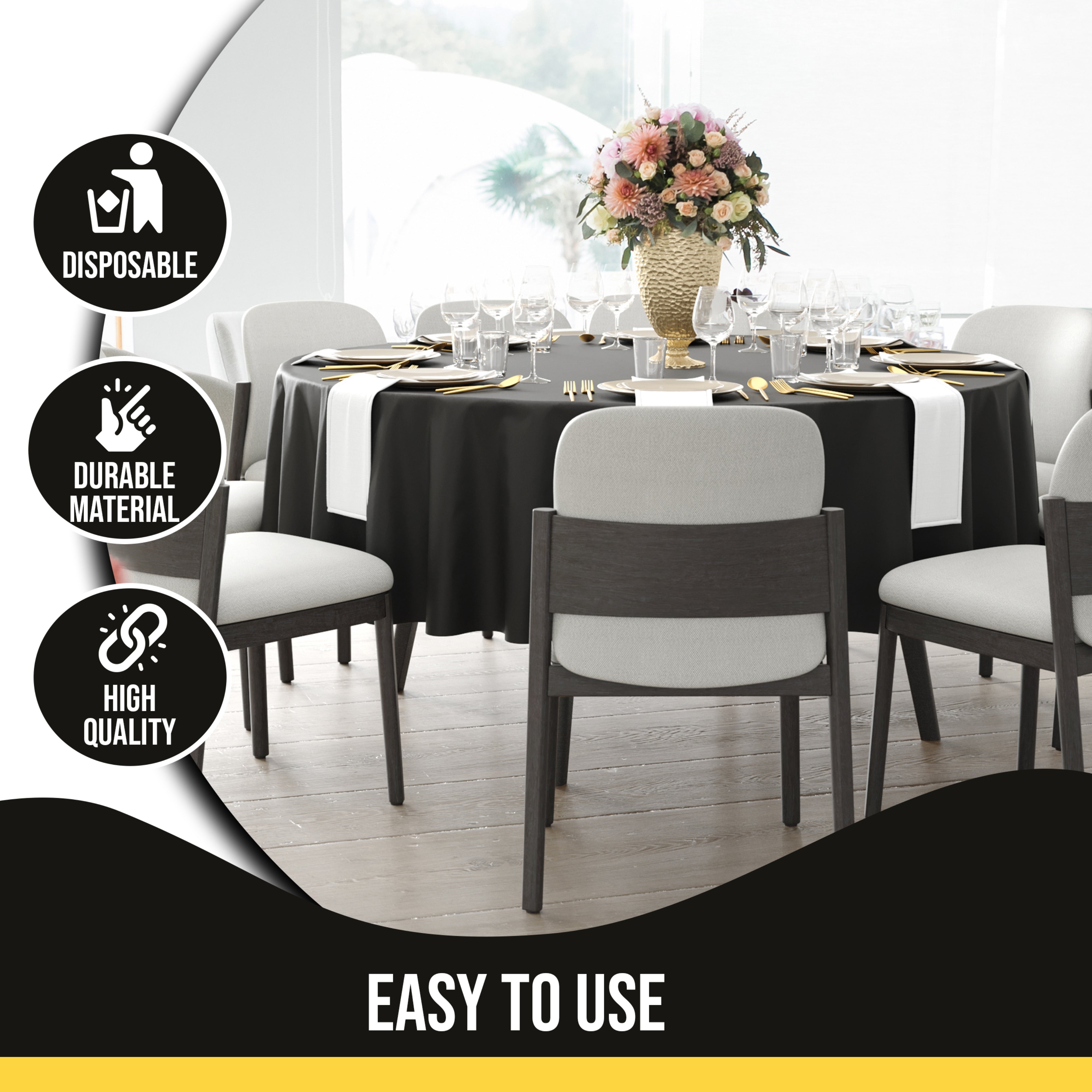 12pack Premium 90" Round Black Table Cover