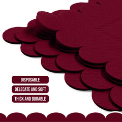 Burgundy Scallop Beverage Napkins - 4.75 In. X 4.75 In. | 50 Ct.