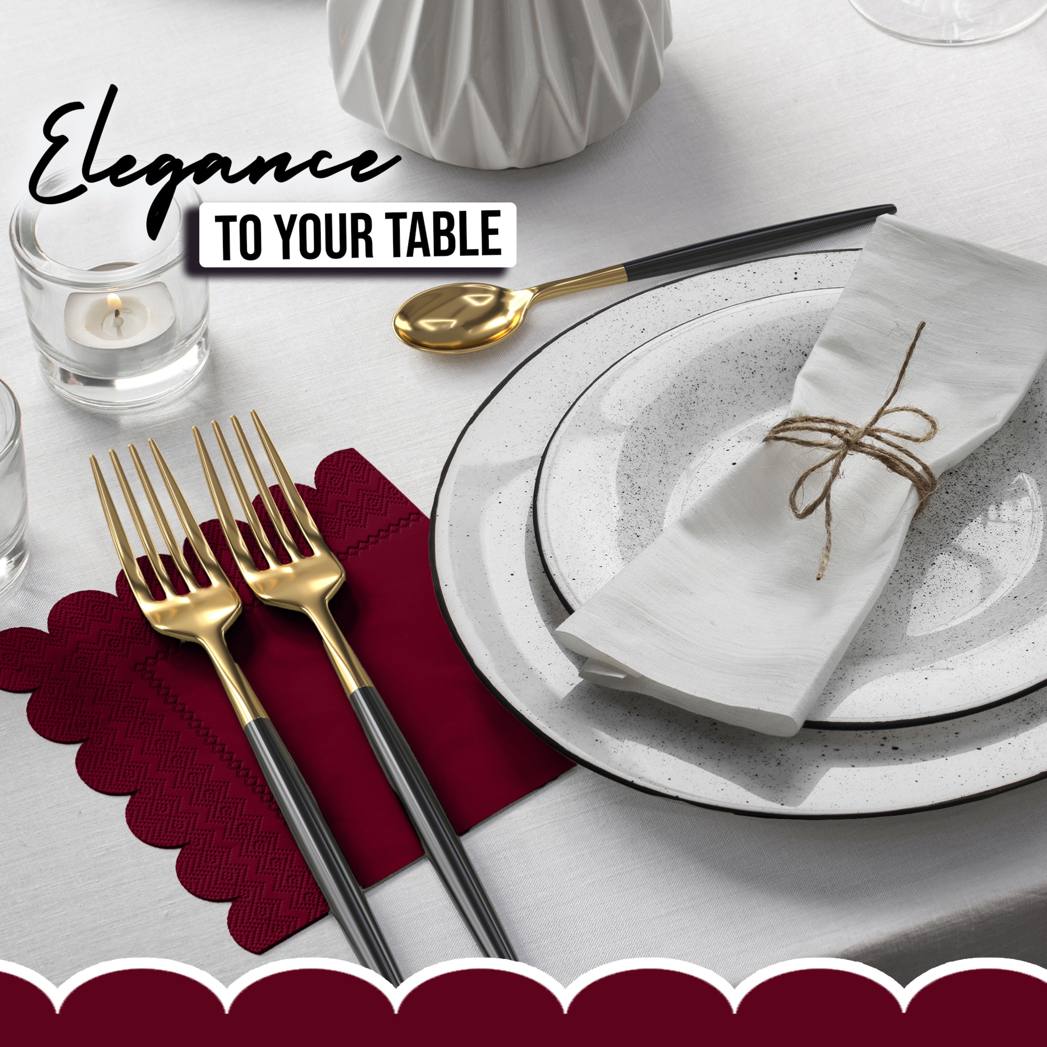 Burgundy Scallop Beverage Napkins - 4.75 In. X 4.75 In. | 50 Ct.