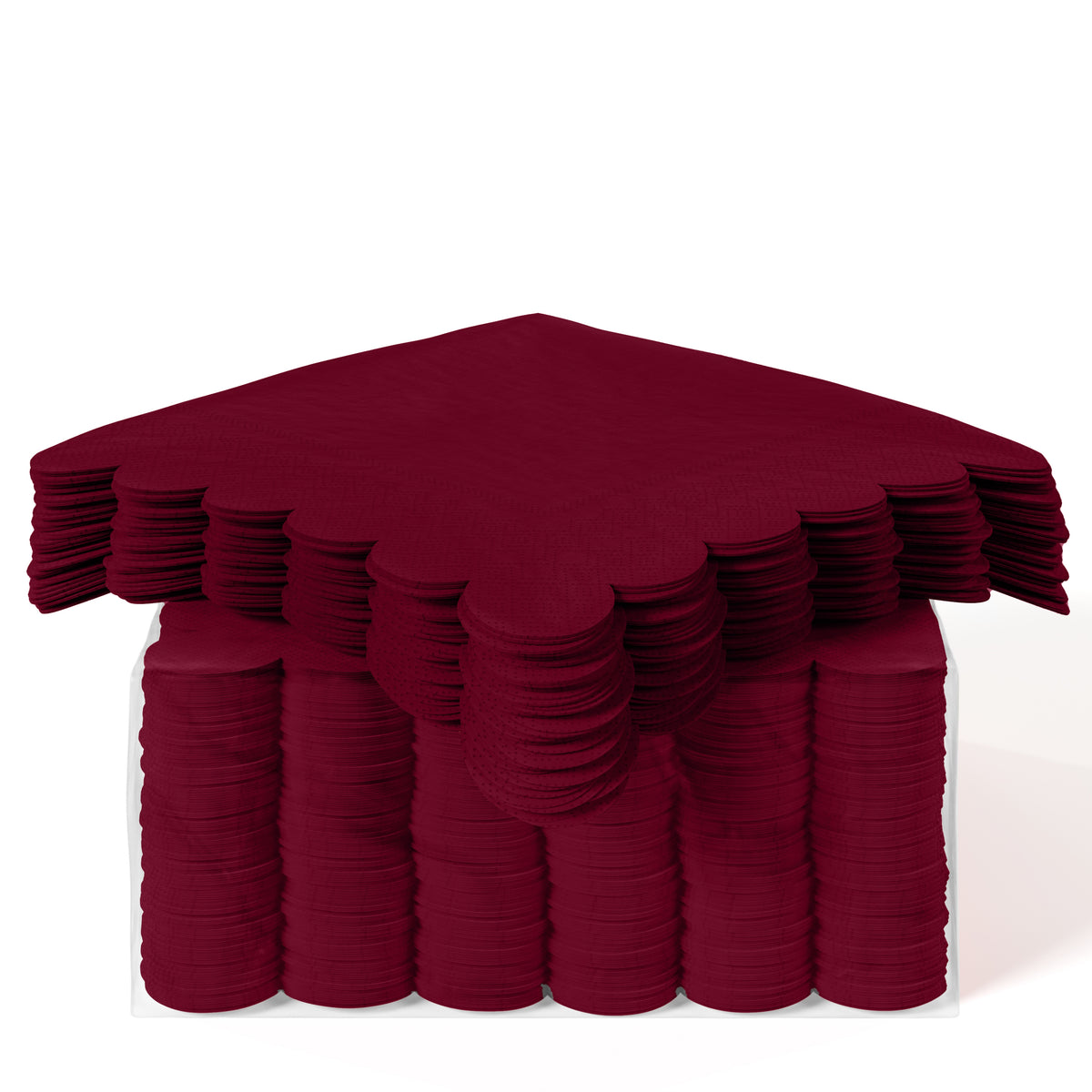 Burgundy Scallop Beverage Napkins - 4.75 In. X 4.75 In. | 50 Ct.