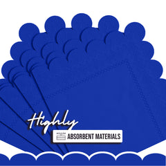 Dark Blue Scallop Beverage Napkins - 4.75 In. X 4.75 In. | 50 Ct.