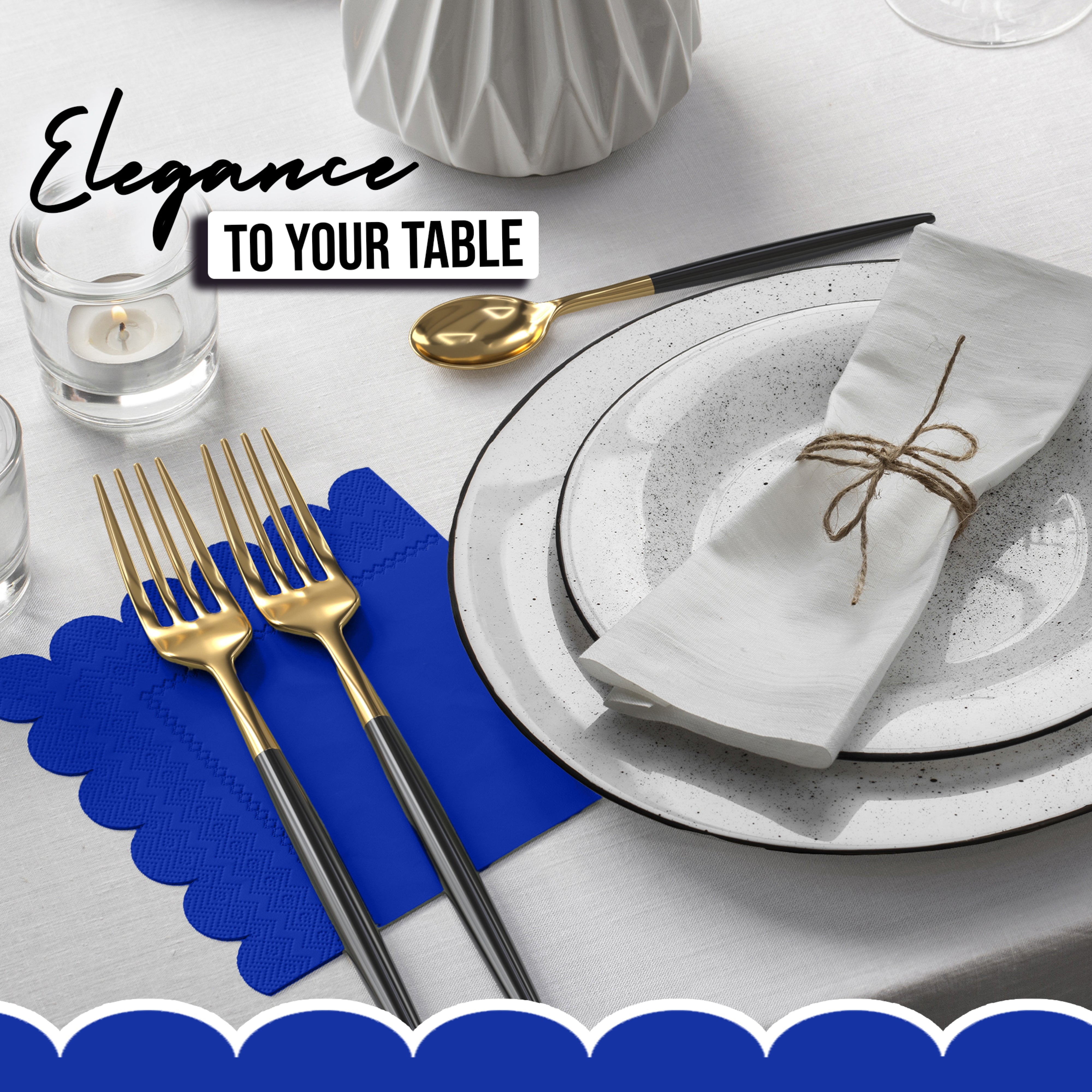 Dark Blue Scallop Beverage Napkins - 4.75 In. X 4.75 In. | 50 Ct.