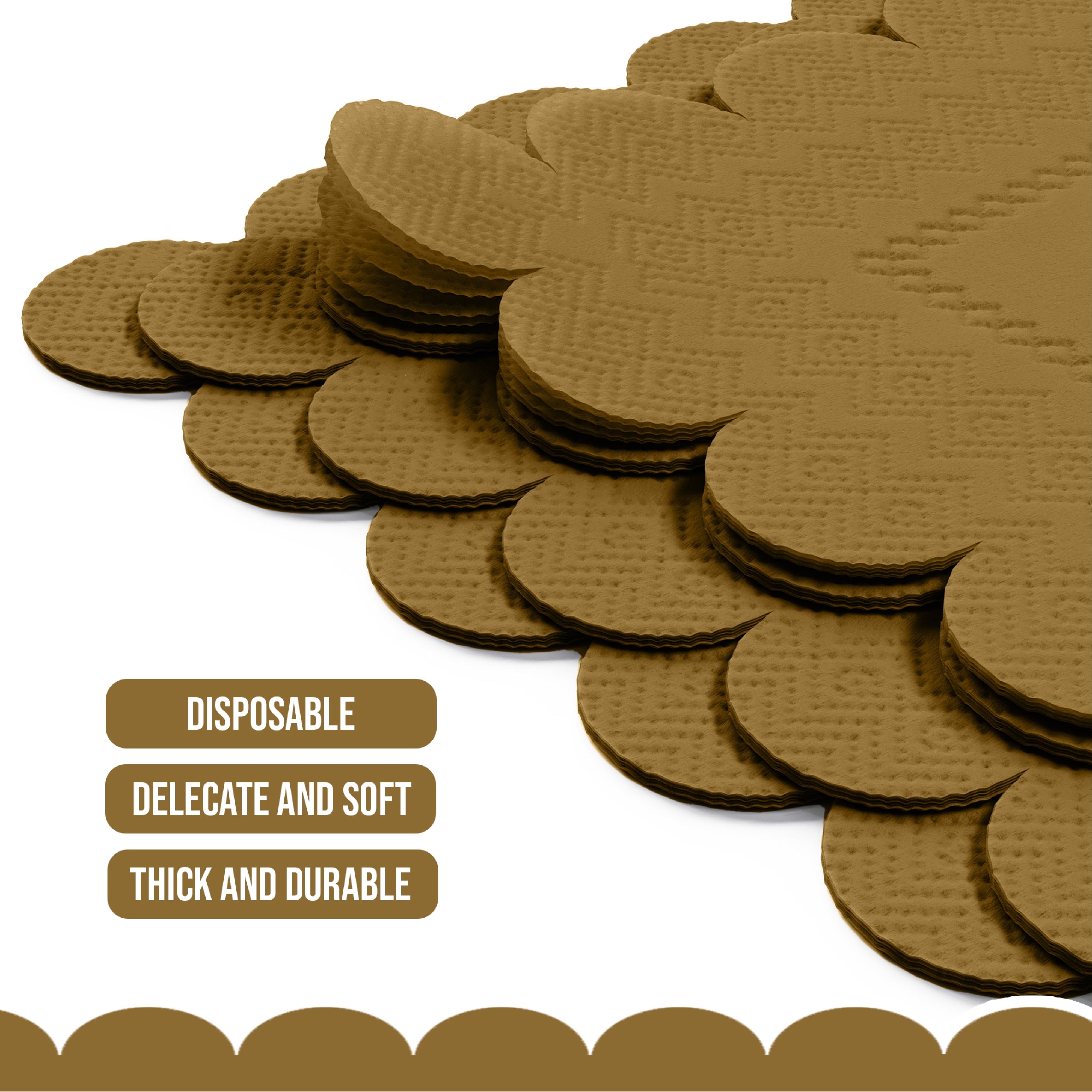 Gold Scallop Beverage Napkins - 4.75 In. X 4.75 In. | 50 Ct.