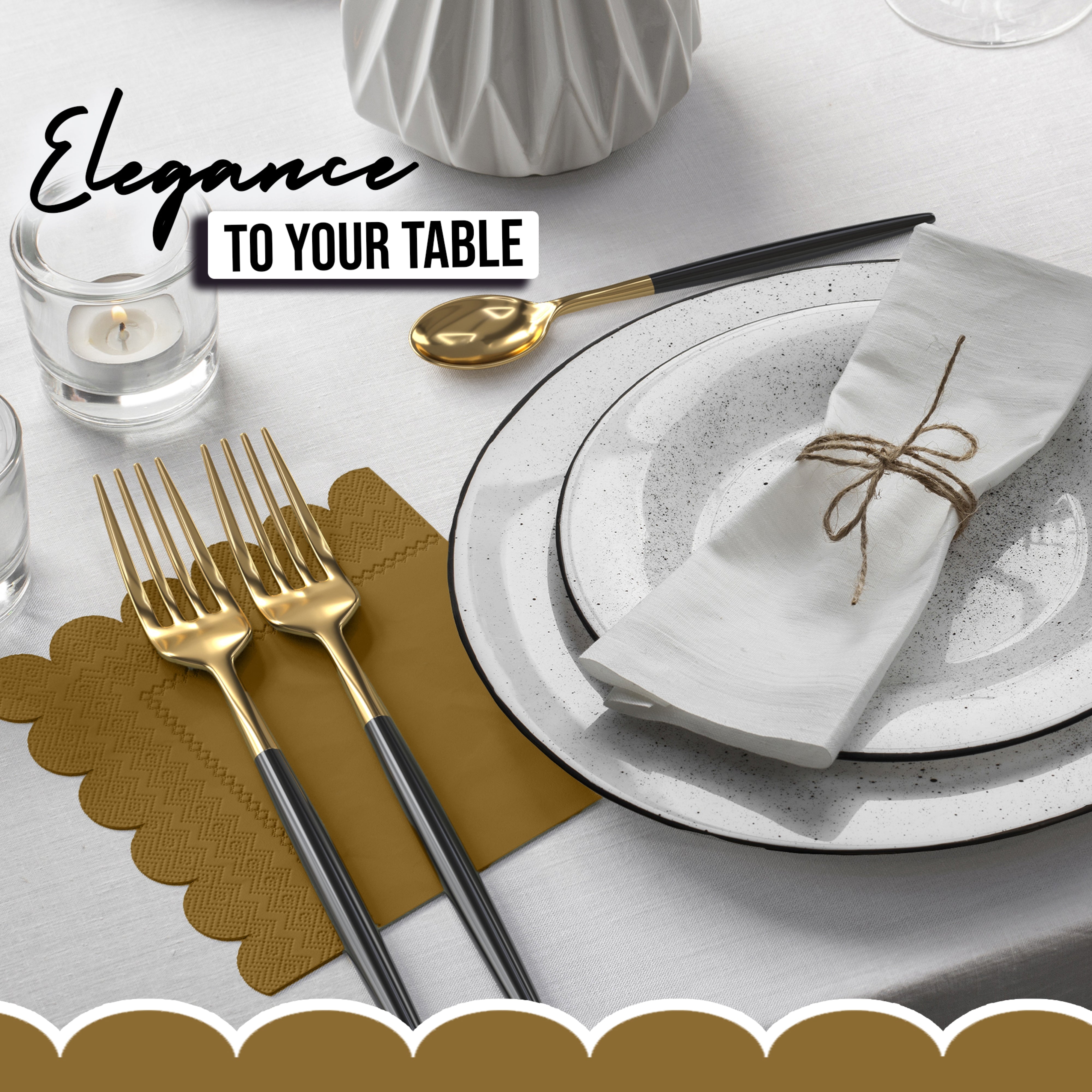 Gold Scallop Beverage Napkins - 4.75 In. X 4.75 In. | 50 Ct.