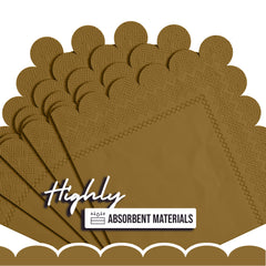 Gold Scallop Beverage Napkins - 4.75 In. X 4.75 In. | 50 Ct.