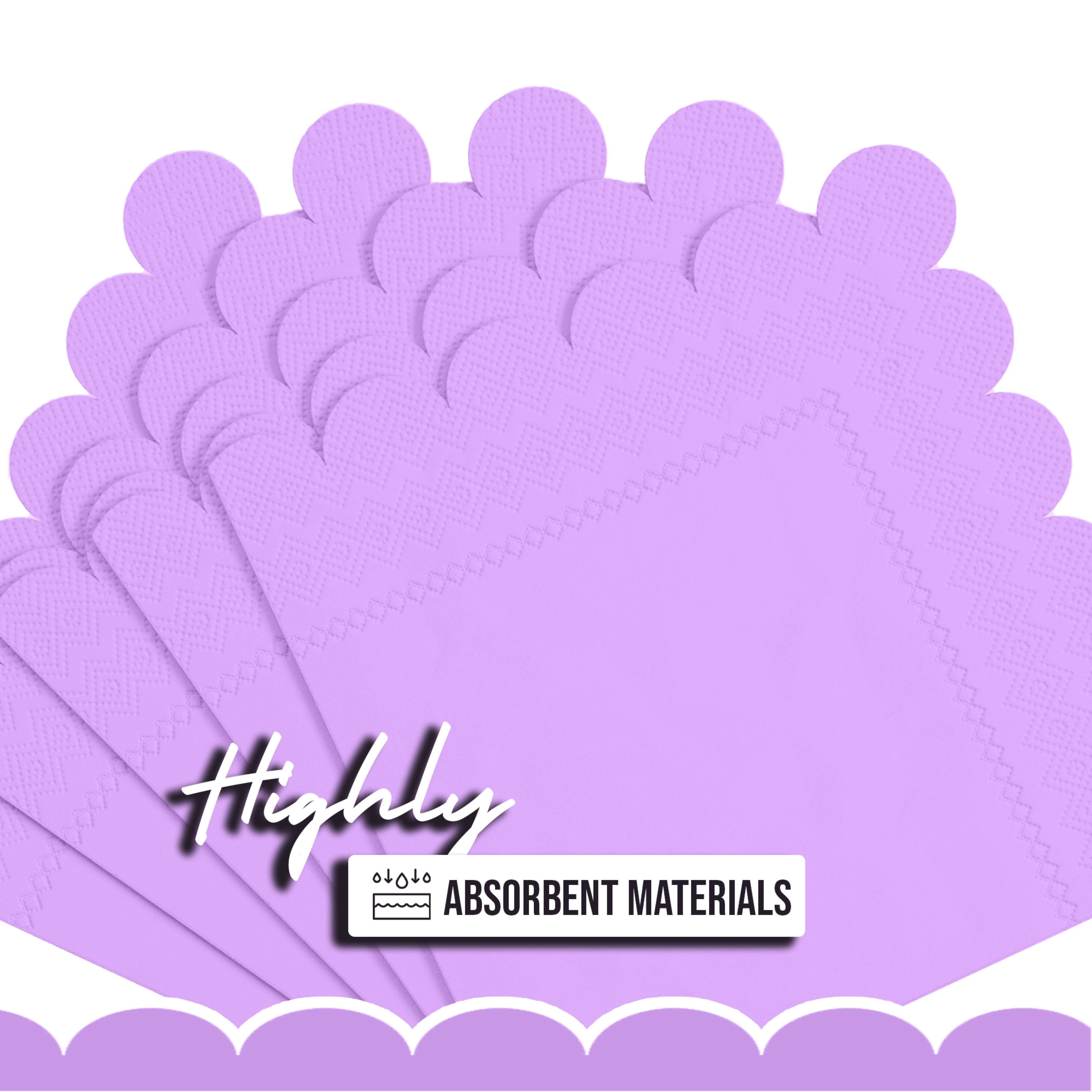 Lavender Scallop Beverage Napkins - 4.75 In. X 4.75 In. | 50 Ct.
