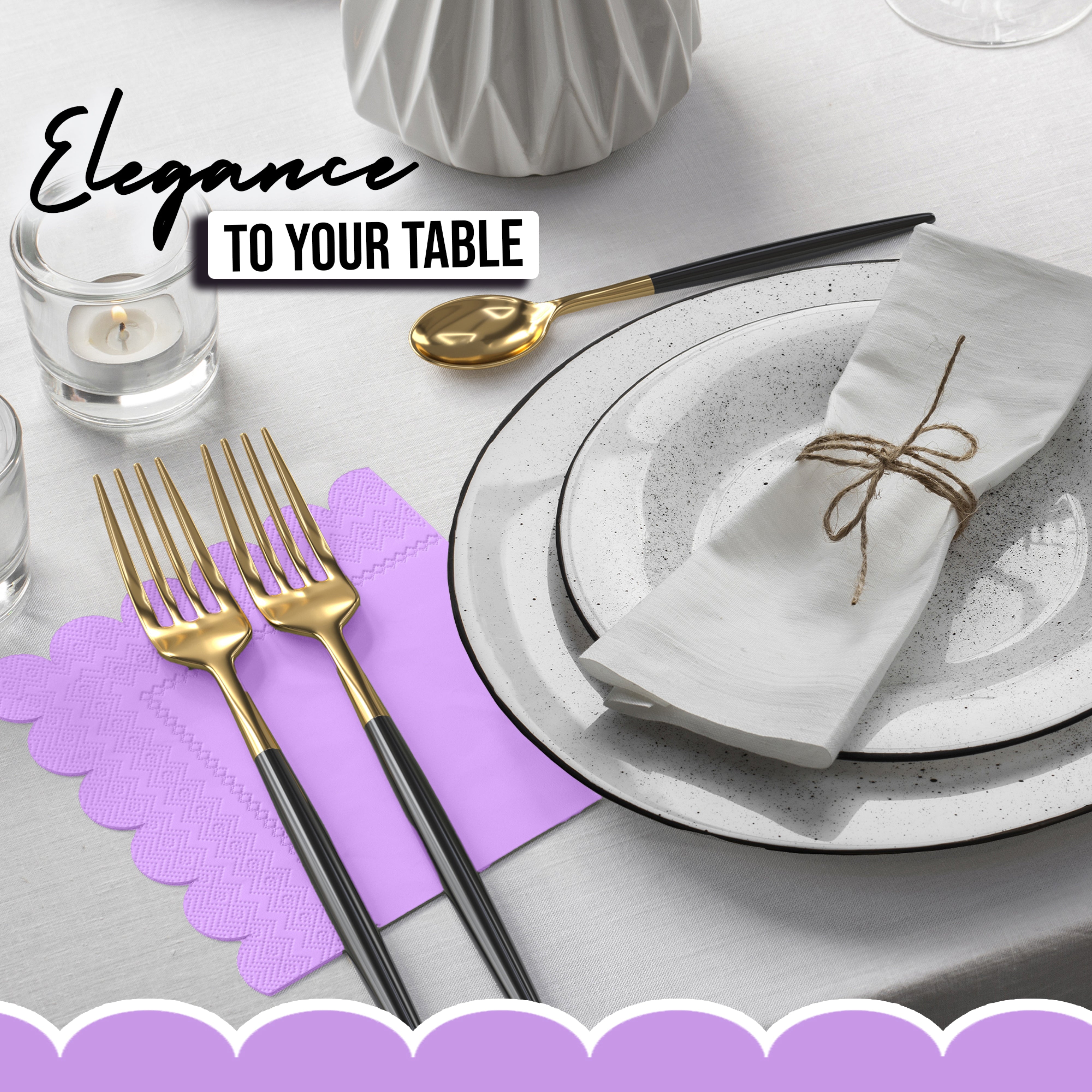 Lavender Scallop Beverage Napkins - 4.75 In. X 4.75 In. | 50 Ct.