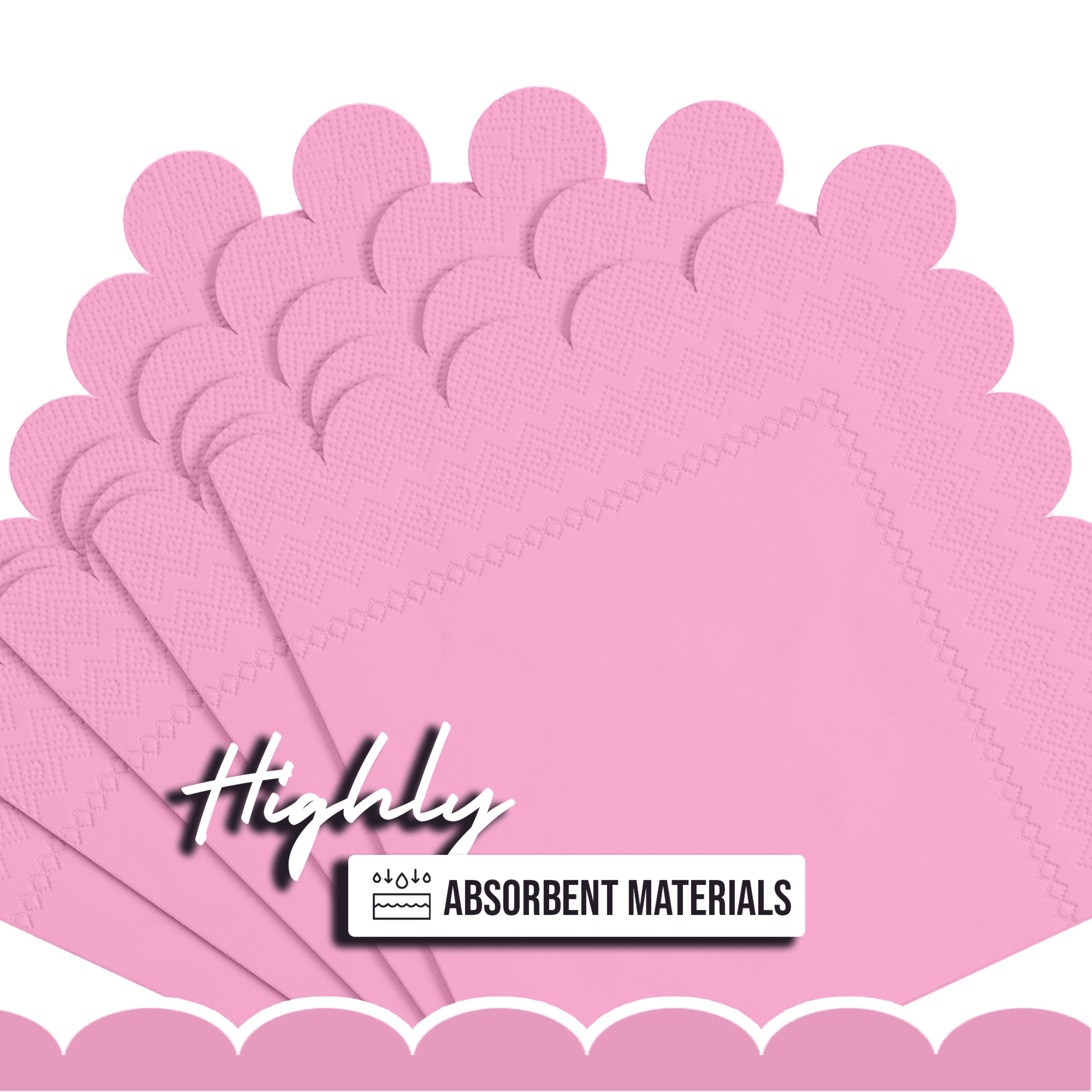 Pink Scallop Beverage Napkins - 4.75 In. X 4.75 In. | 50 Ct.