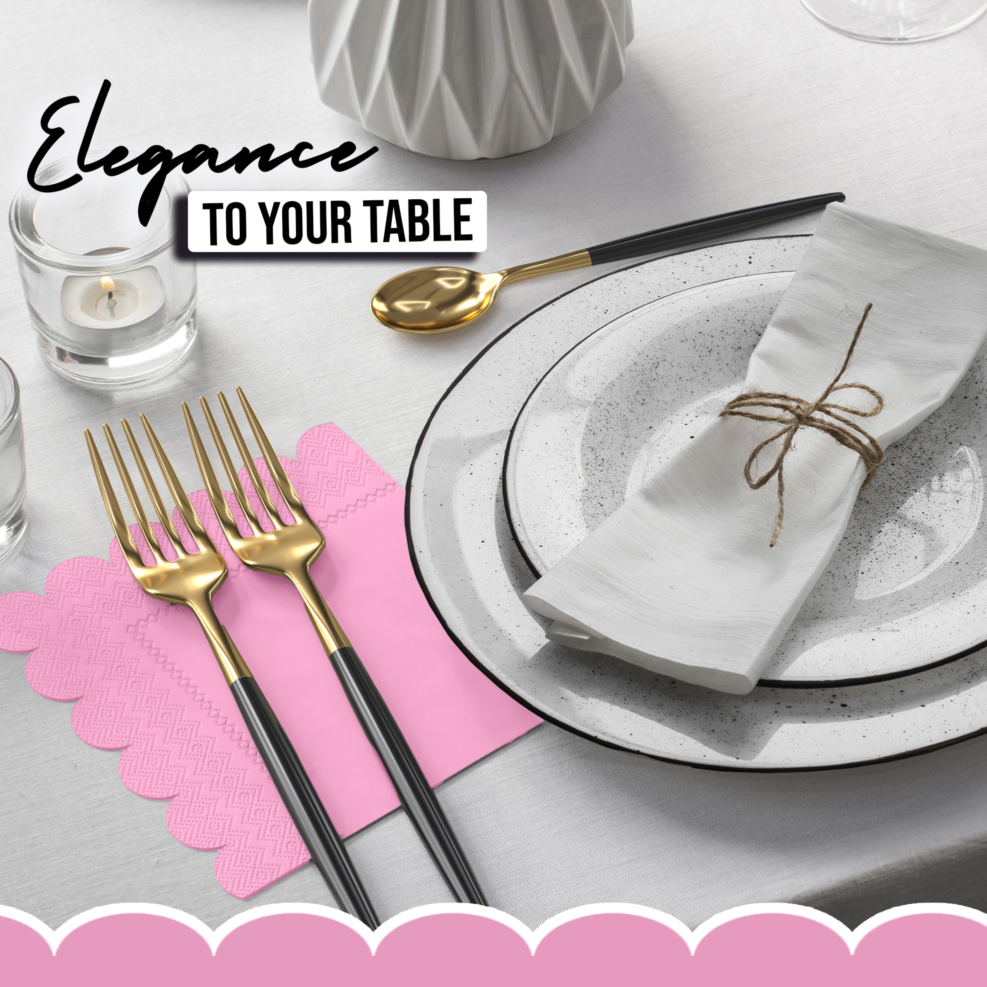 Pink Scallop Beverage Napkins - 4.75 In. X 4.75 In. | 50 Ct.