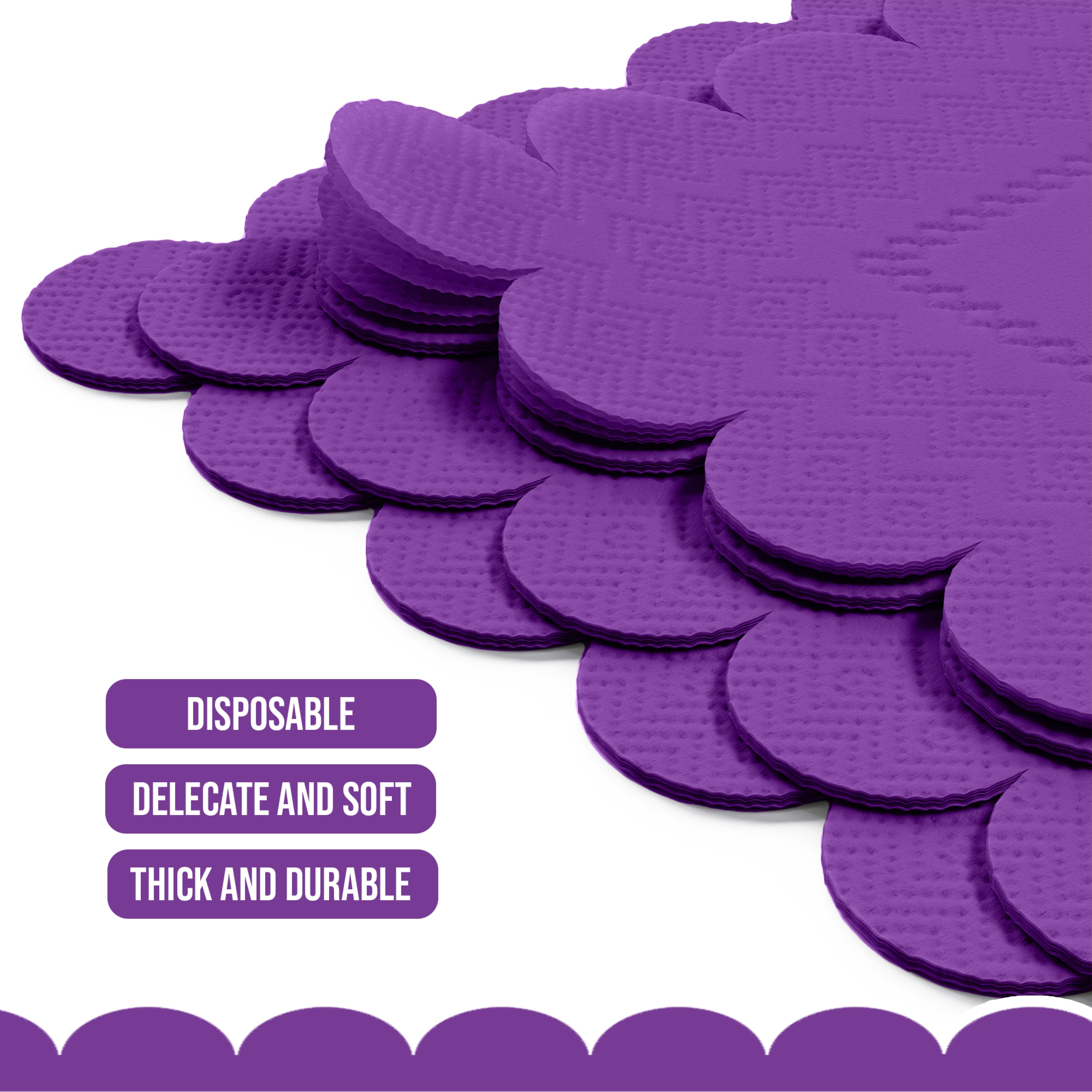Purple Scallop Beverage Napkins - 50 Ct.