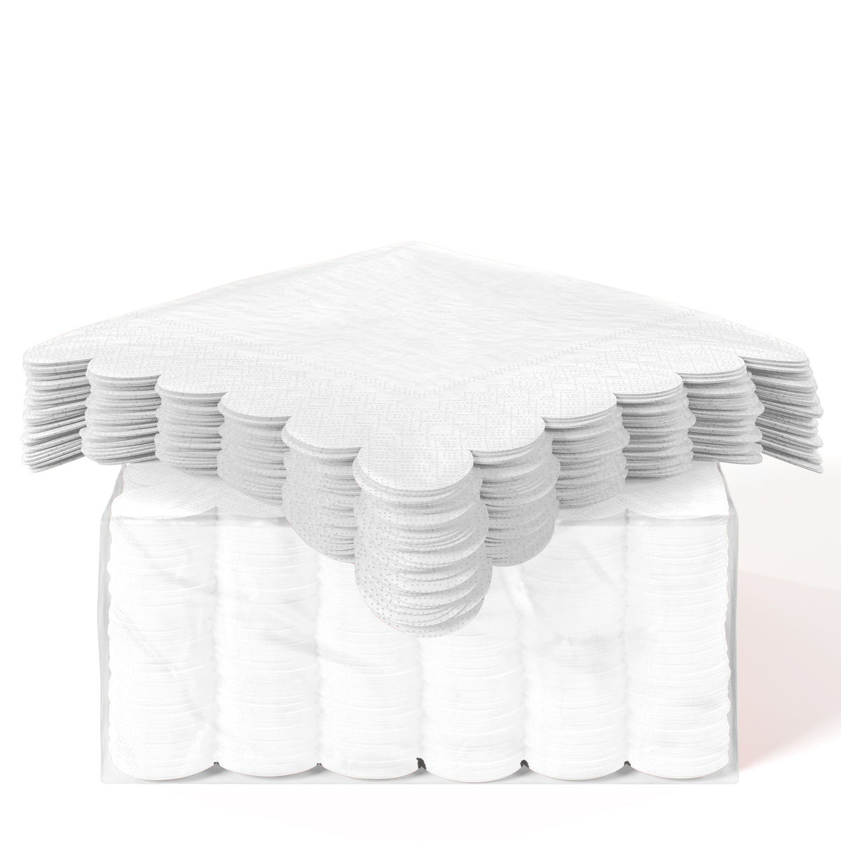 White Scallop Beverage Napkins - 4.75 In. X 4.75 In. | 50 Ct.