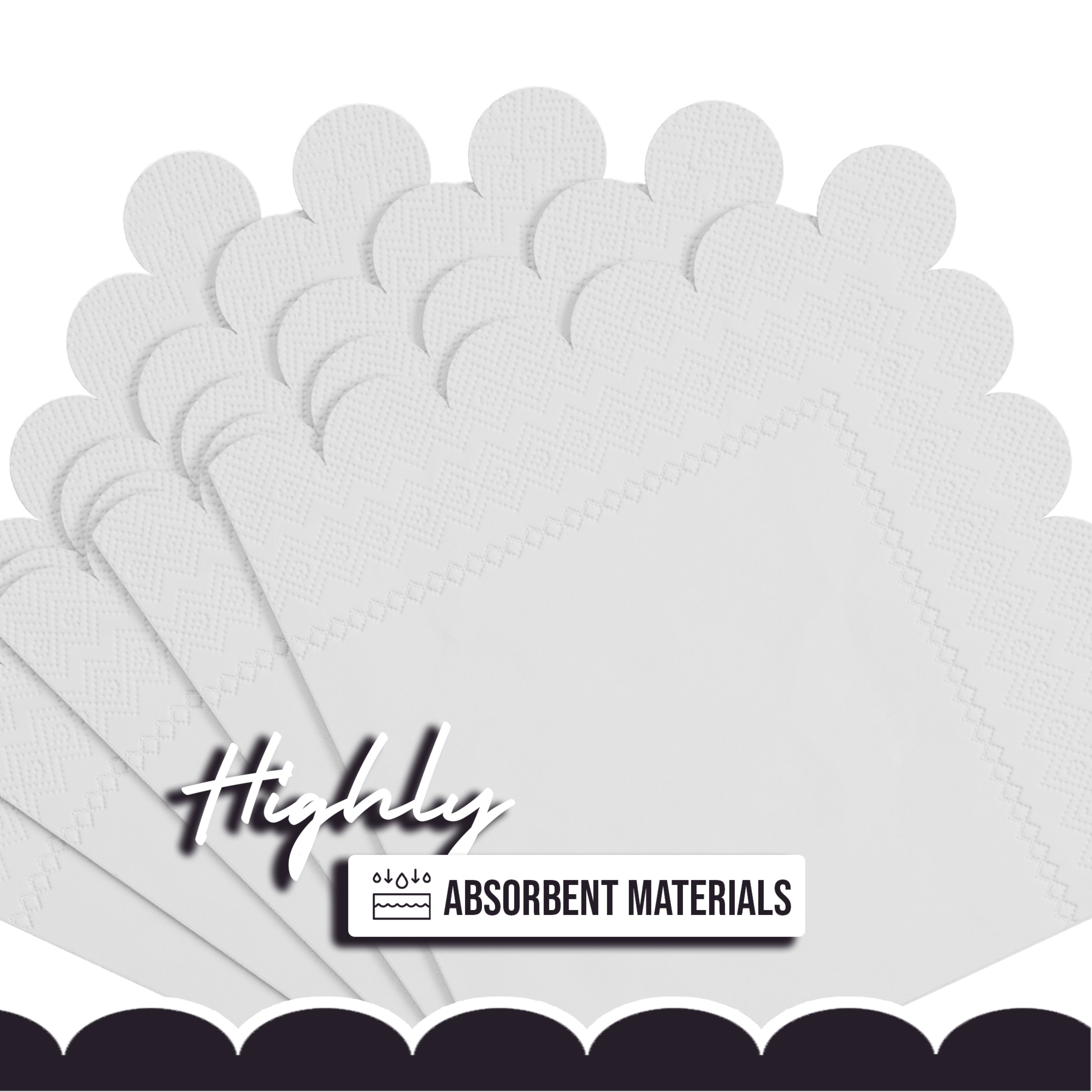 White Scallop Beverage Napkins - 4.75 In. X 4.75 In. | 50 Ct.