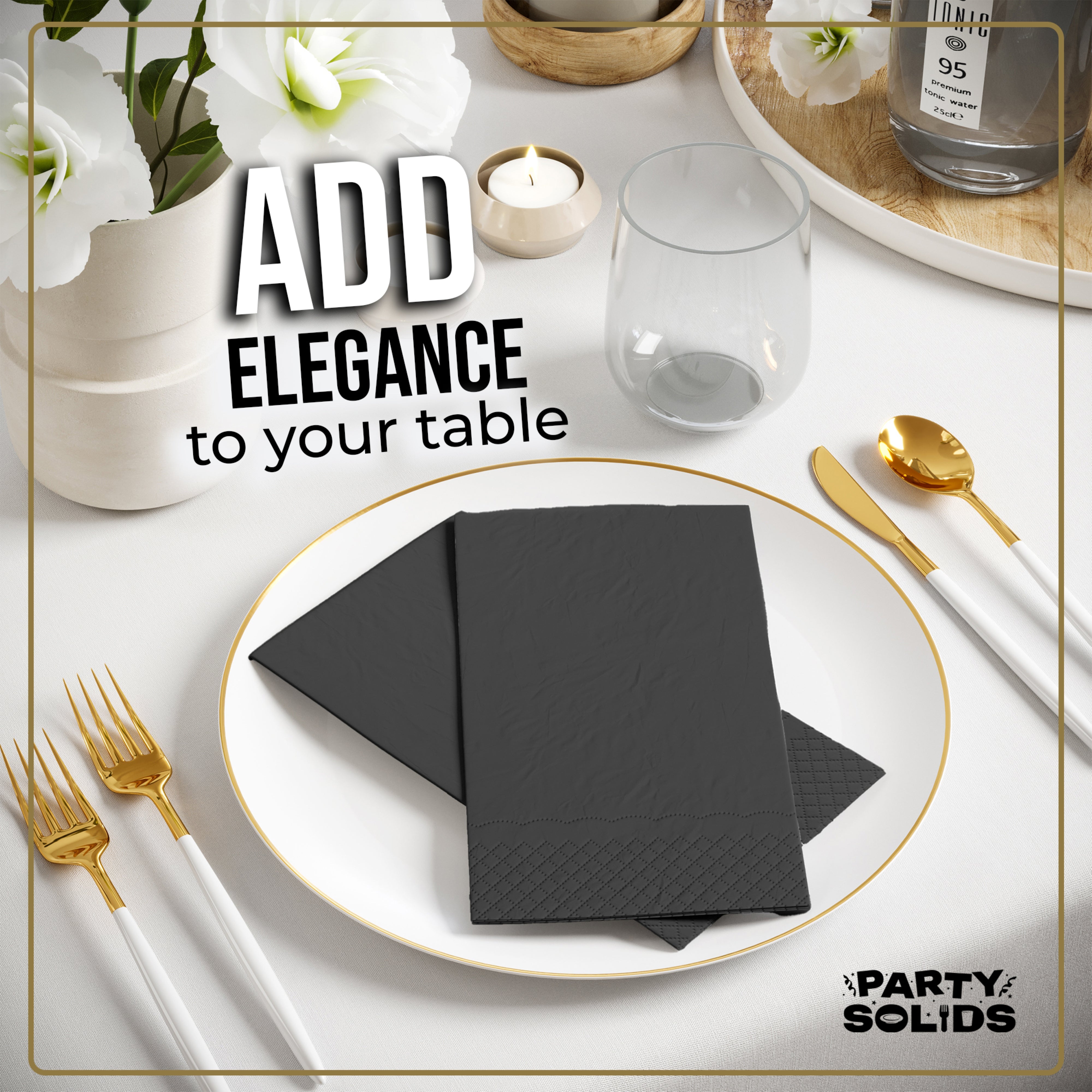 Black Guest Towel Napkins - 40 Ct.