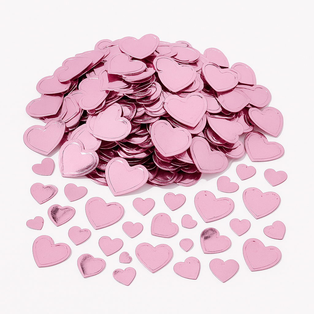 Pretty Pink Heart Confetti - Foil Decoration for Celebrations, 2.5 oz