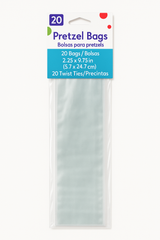 Clear Cello Pretzel Treat Bags with Twist Ties, 9.75-Inch, 20-Pack