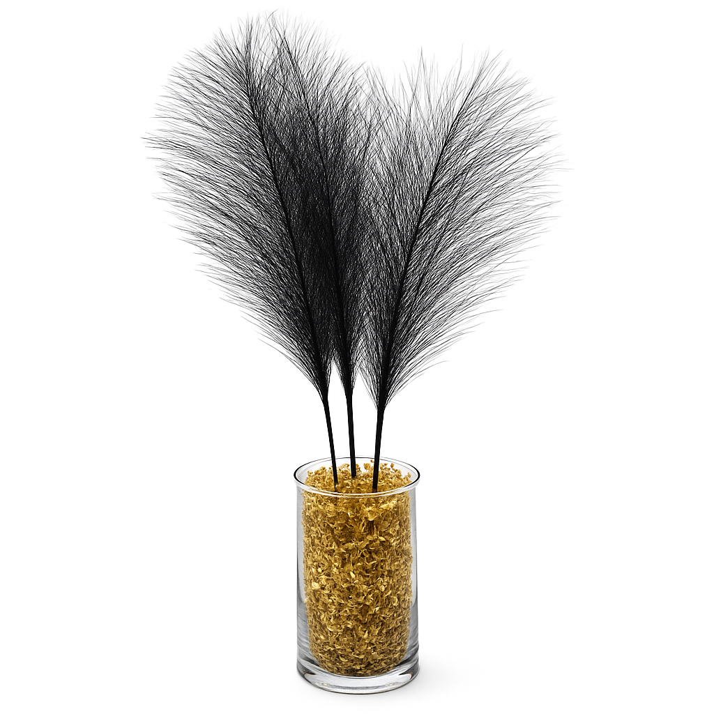 Elegant Black Faux Feather Centerpiece Set - 3 Pack