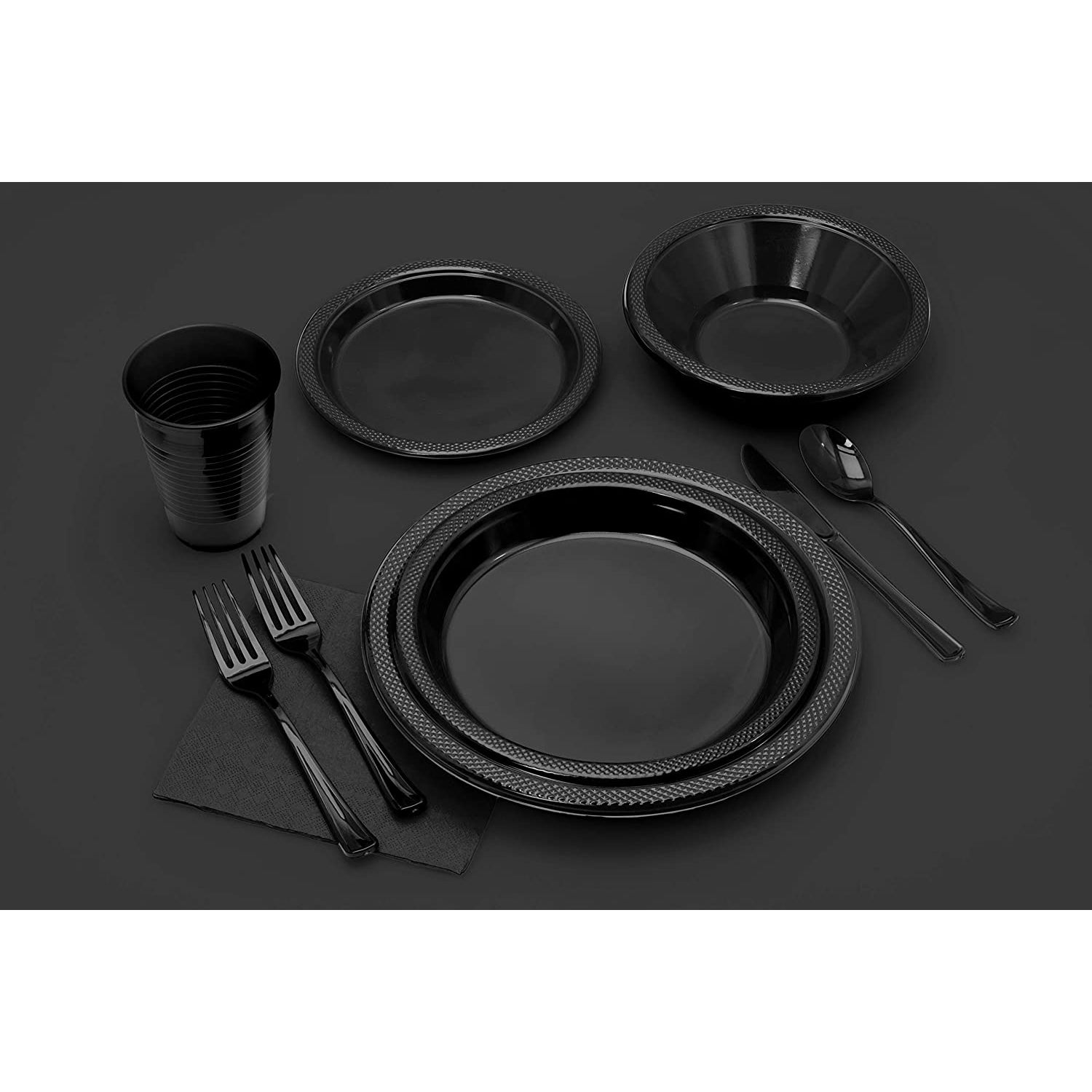 PMA - Black Cutlery Combo Set | 50 Forks, 50 Spoons, and 50 Knives