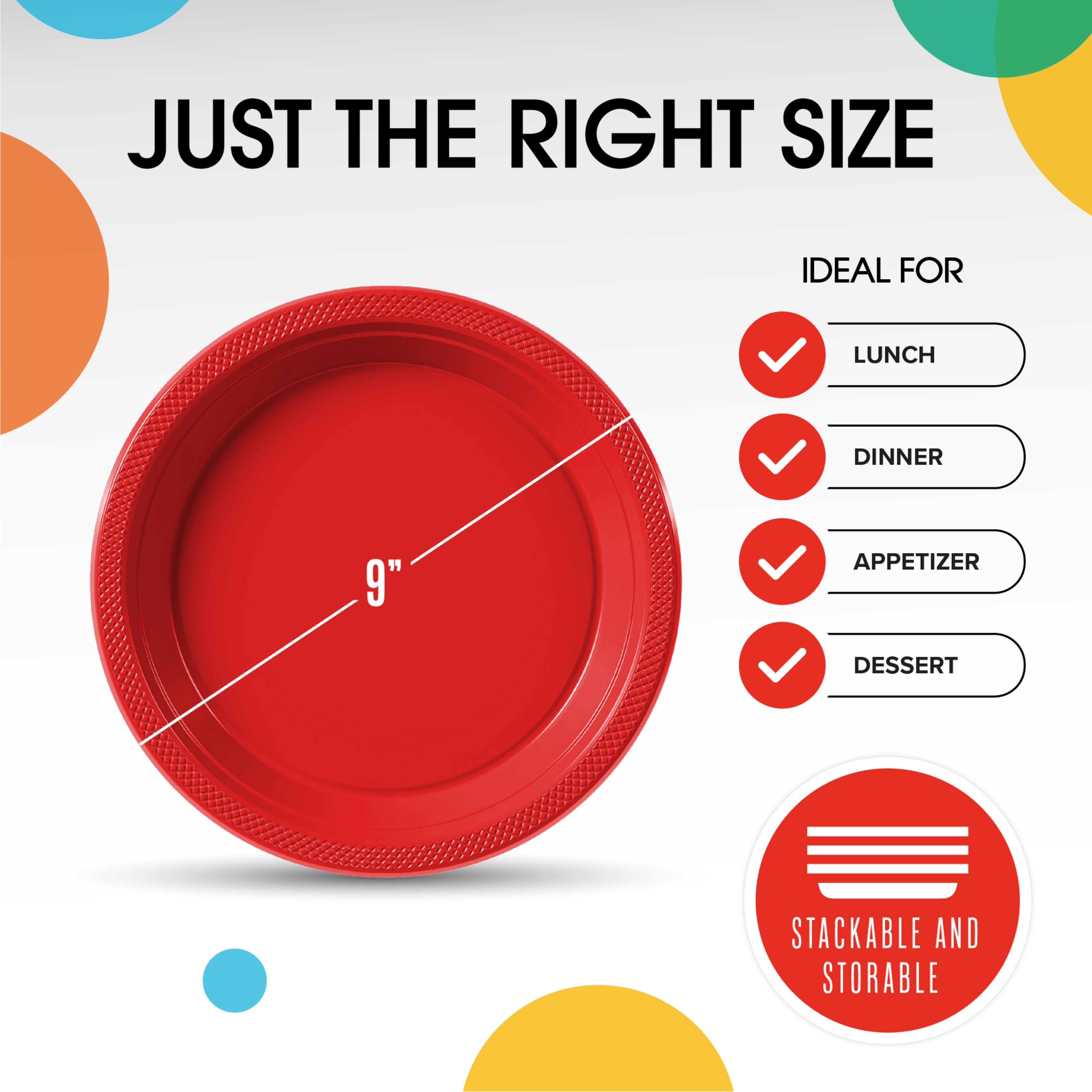 PMA - 9 In. Red Plastic Plates | 50 Count