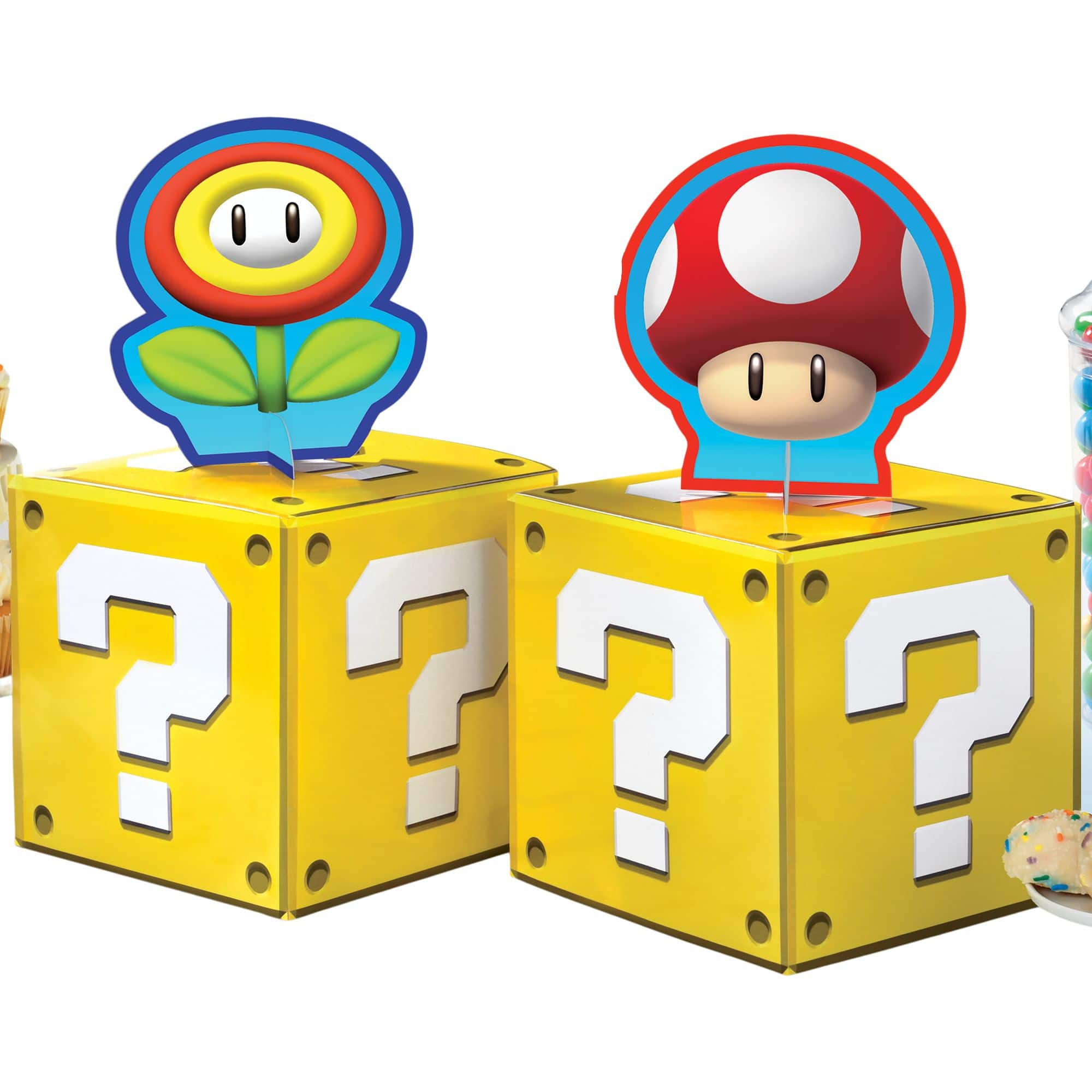 PMA - Super Mario Bros Question Block Table Centerpiece Kit, 4-Piece Set