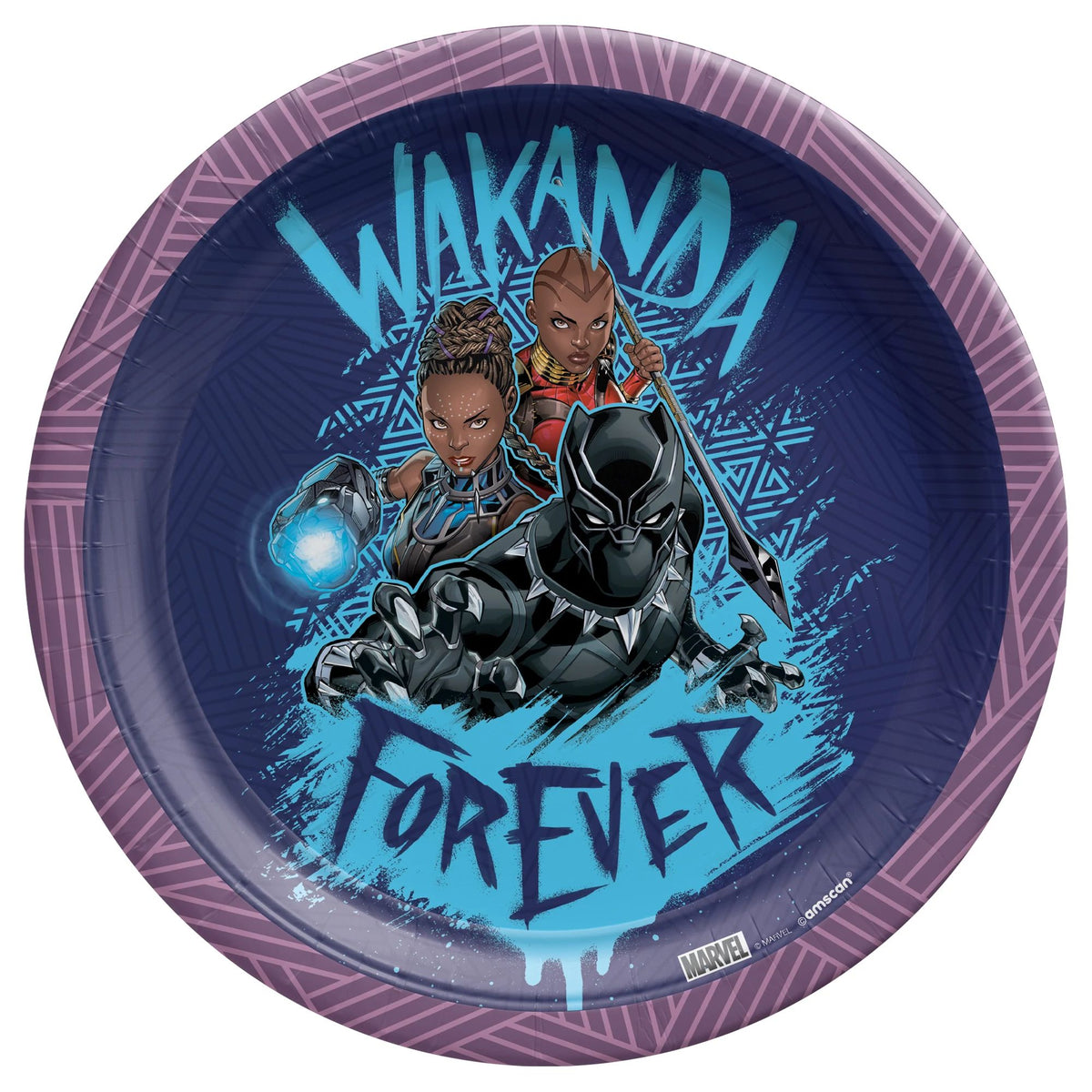 PMA - Marvel Black Panther "Wakanda Forever" 7-Inch Round Paper Plates - 8 Pack