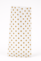 Gold Polka Dot Wedding Treat Bags with Bows - 12 Pack