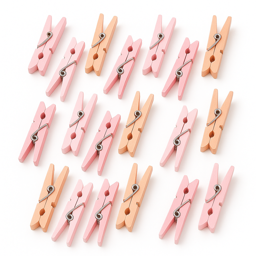 Pink Multi-Colored Mini Clothespin Baby Shower Favors, 24-Pack
